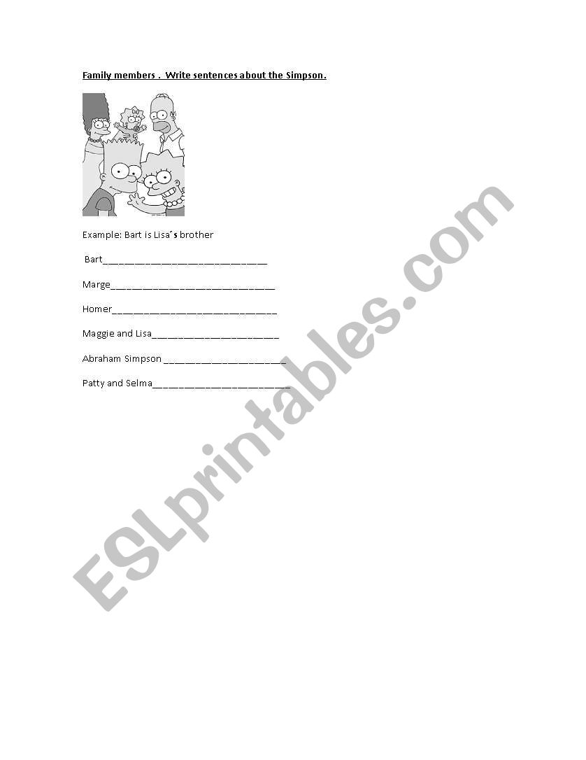 Family members worksheet