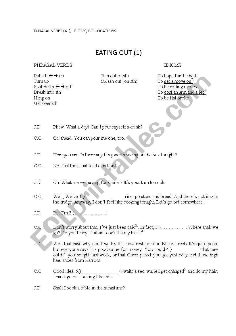 Phrasal verbs and idioms 5 worksheet
