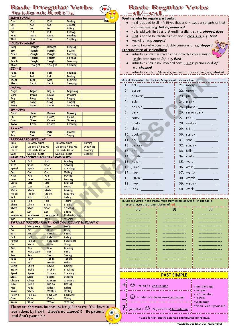 New basic regular_irregular verbs grid 