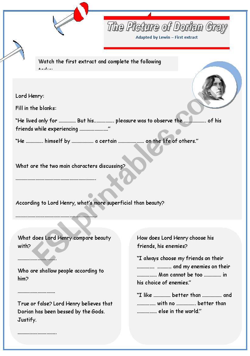 The Picture of Dorian Gray - extract n1 - Lewin. KEY (1st comment).