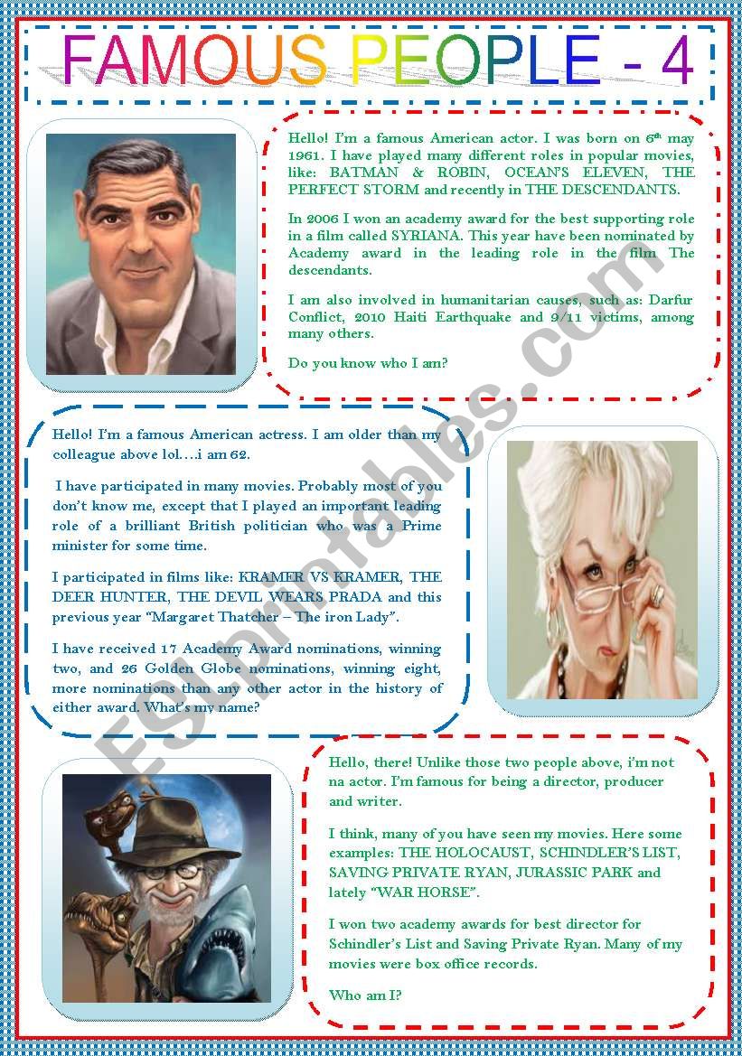 FAMOUS PEOPLE 4 worksheet