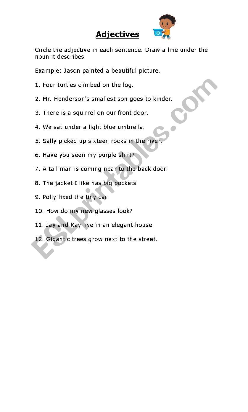 Adjectives and nouns worksheet