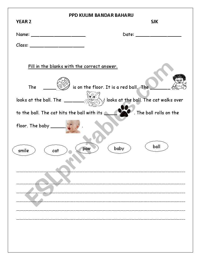 Writing for level one worksheet