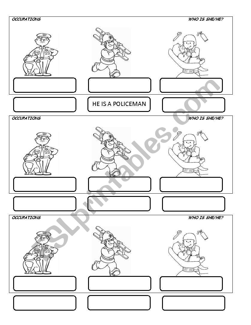 occupations worksheet