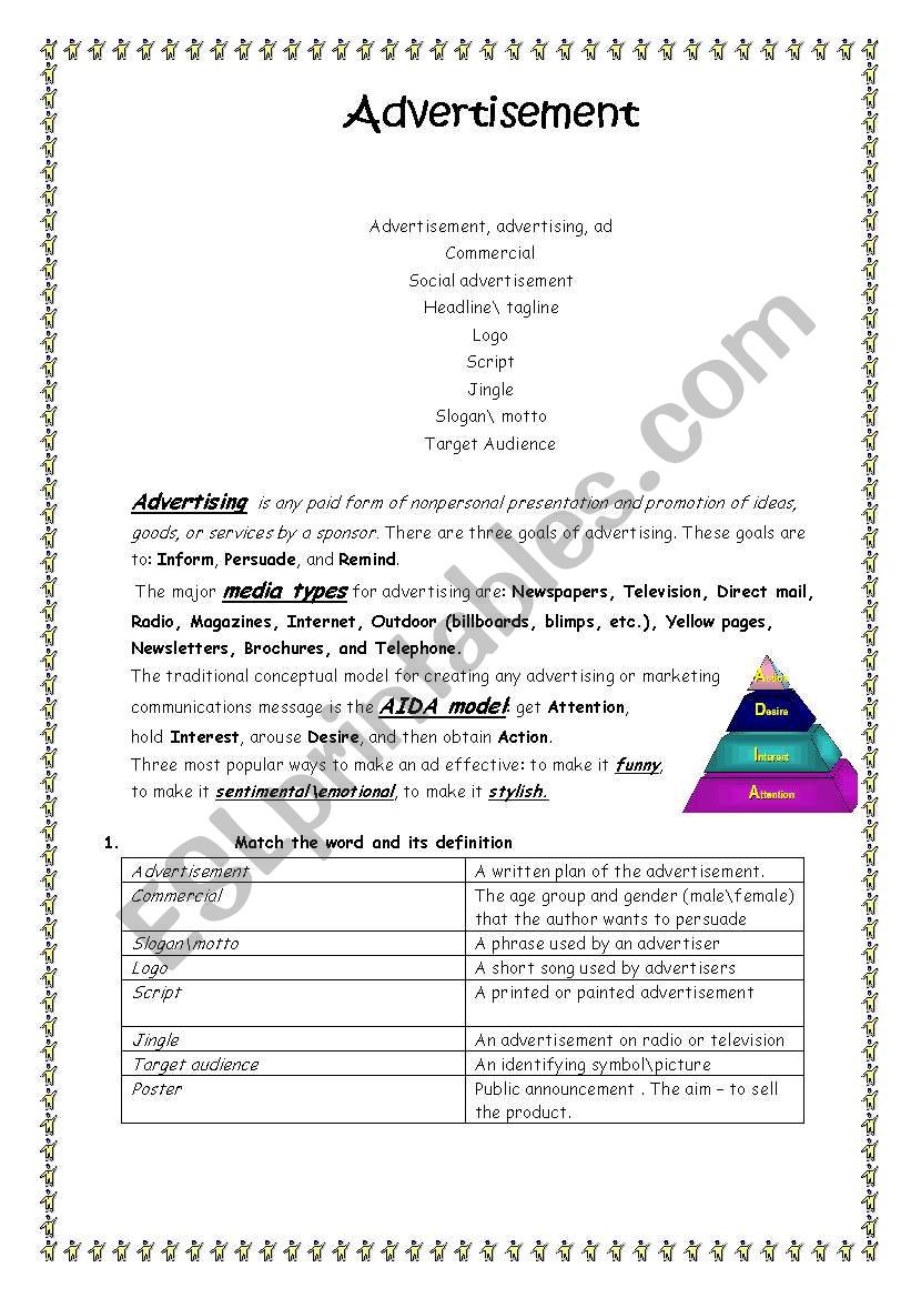 Advertisement worksheet