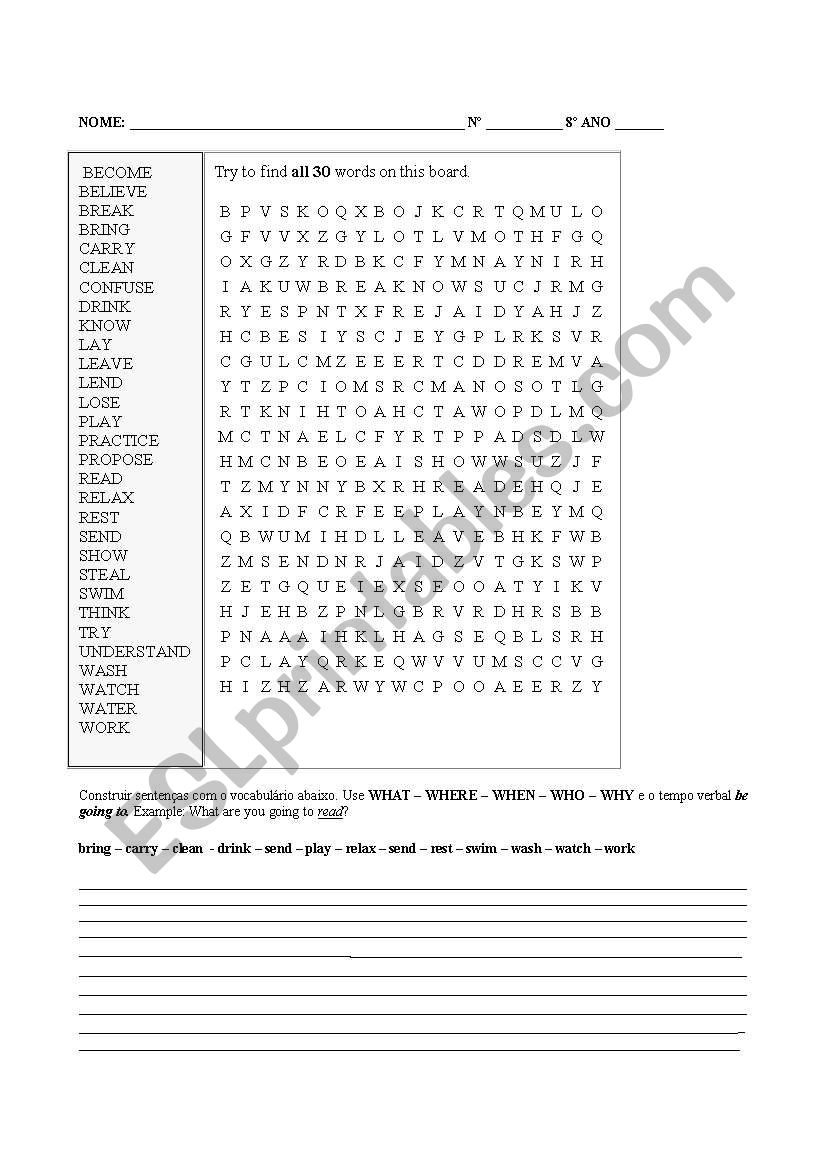 Wordsearch - Present simple worksheet