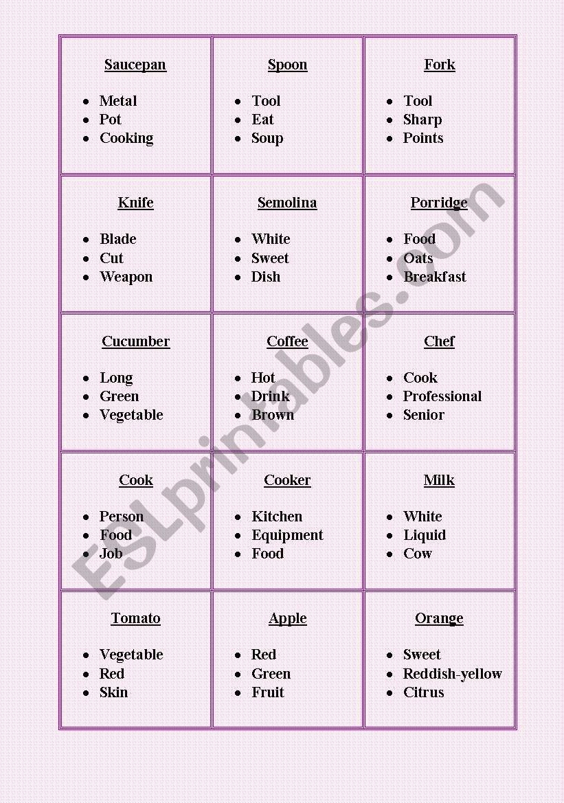 Taboo Food and Cooking 2 worksheet