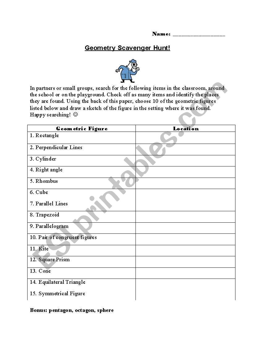 Geometry Scavenger Hunt  worksheet