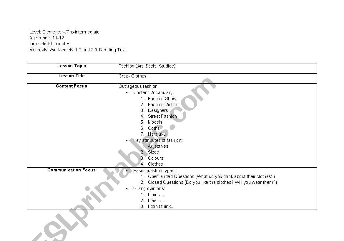 CLIL (social studies) worksheet