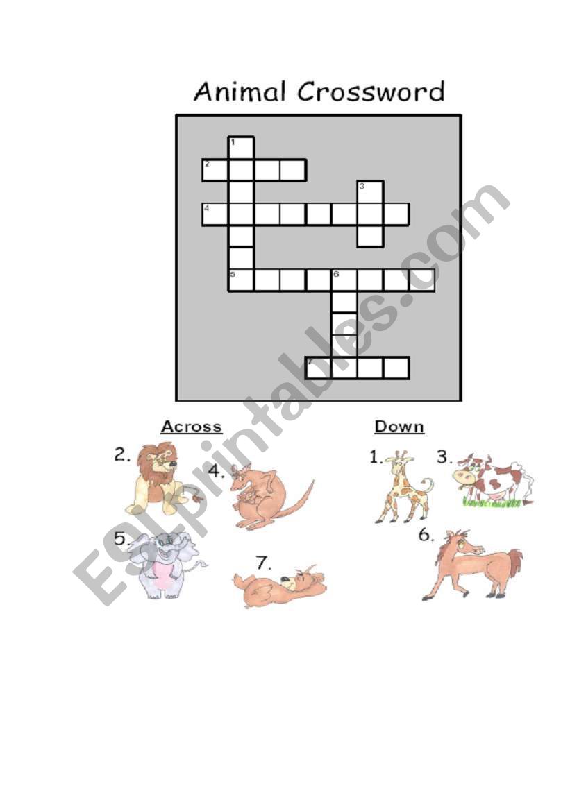 Animals - Crossword worksheet