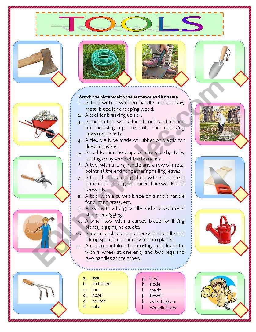 Gardening Tools worksheet