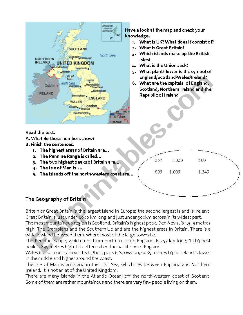 The Geography of Britain worksheet