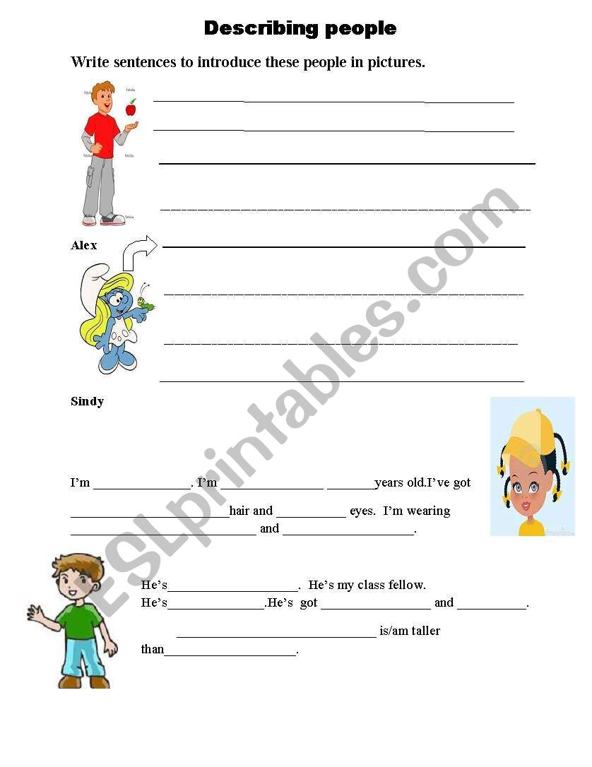 Describing people worksheet