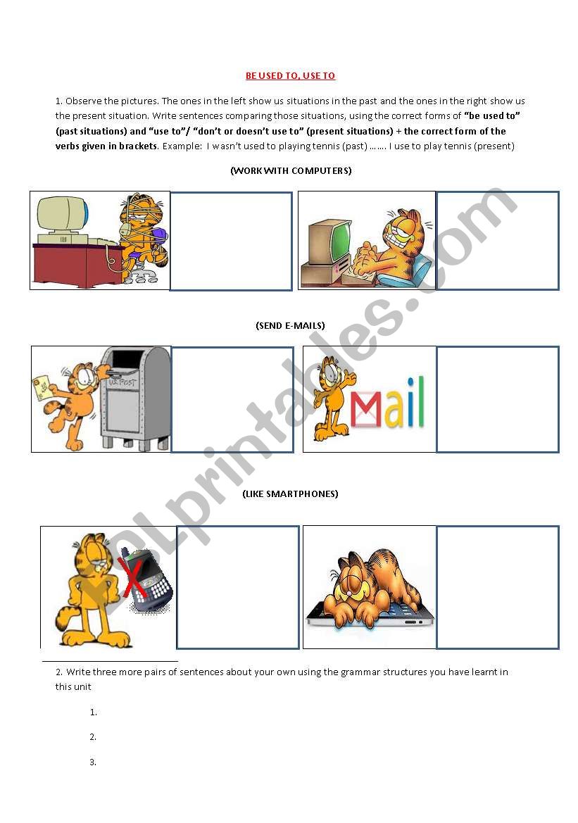 be used to and use to worksheet