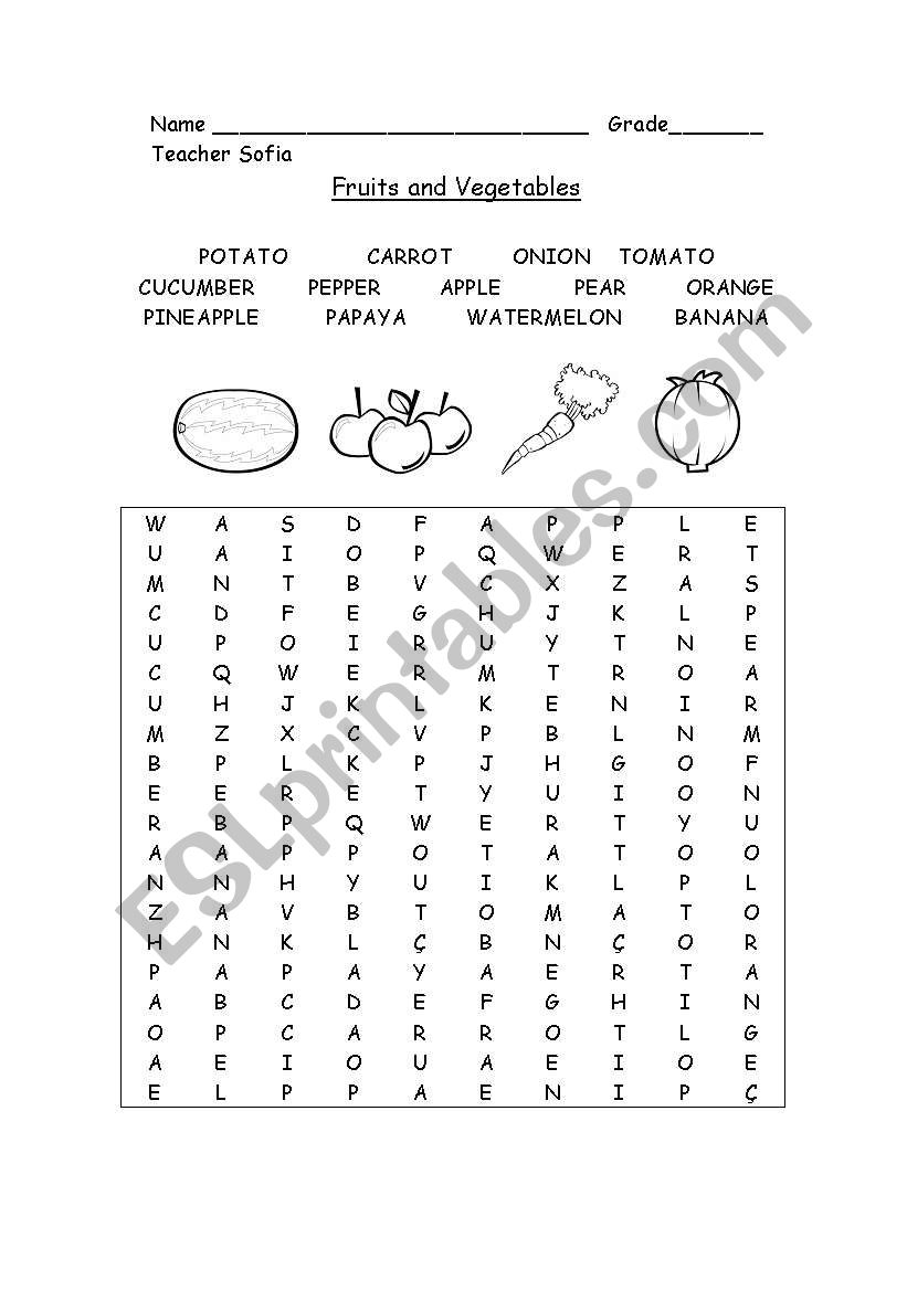 Fruits and Vegetables worksheet