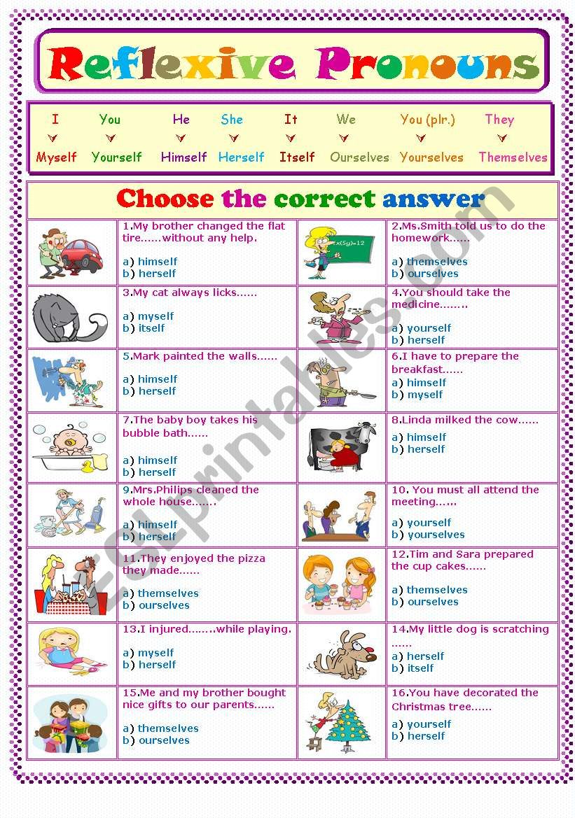 Reflexive Pronouns .... worksheet