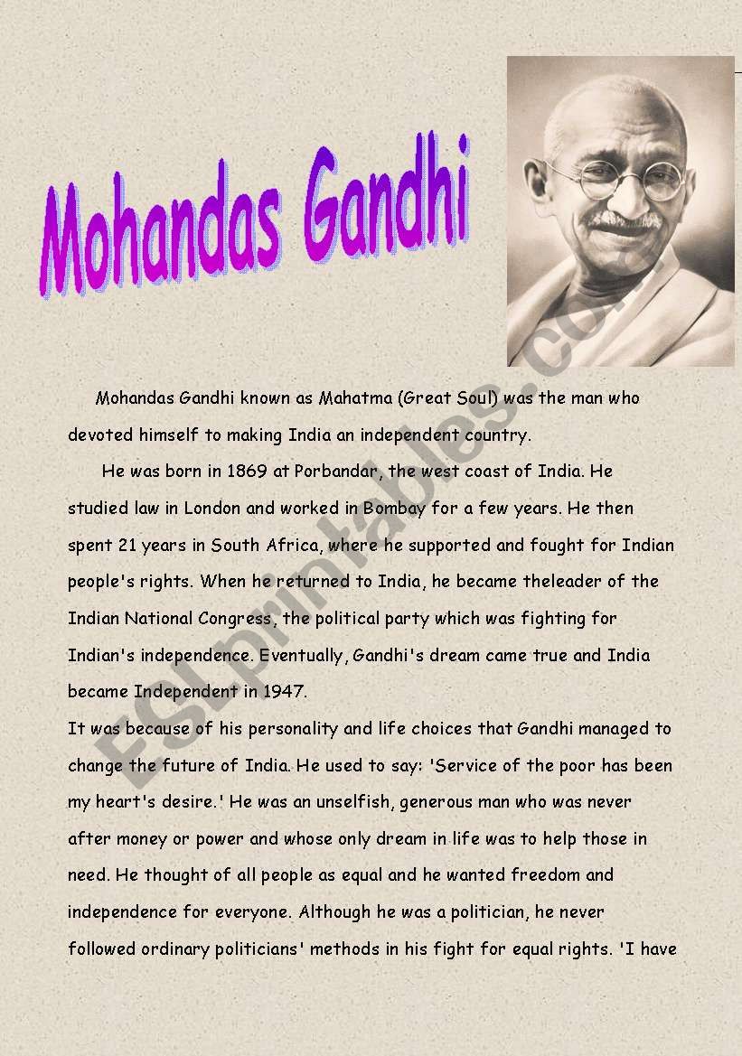 Ghandi worksheet