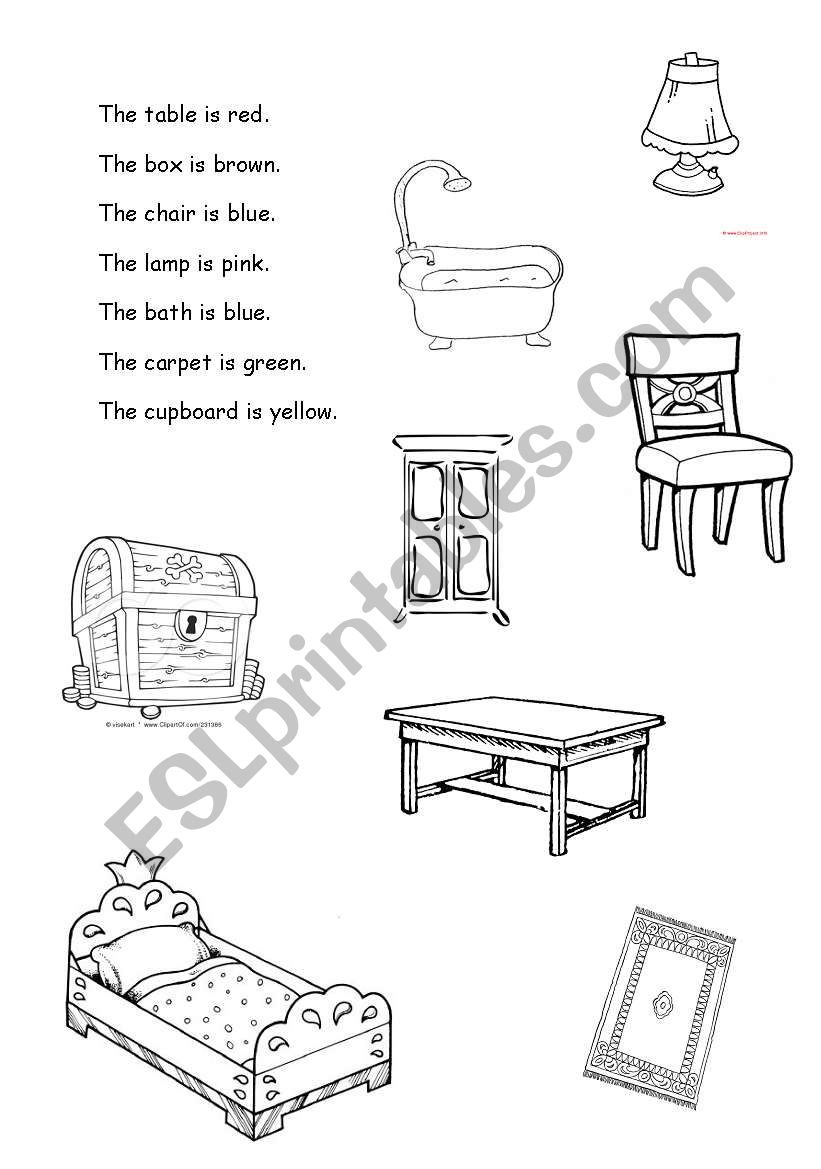 Colour the furniture worksheet