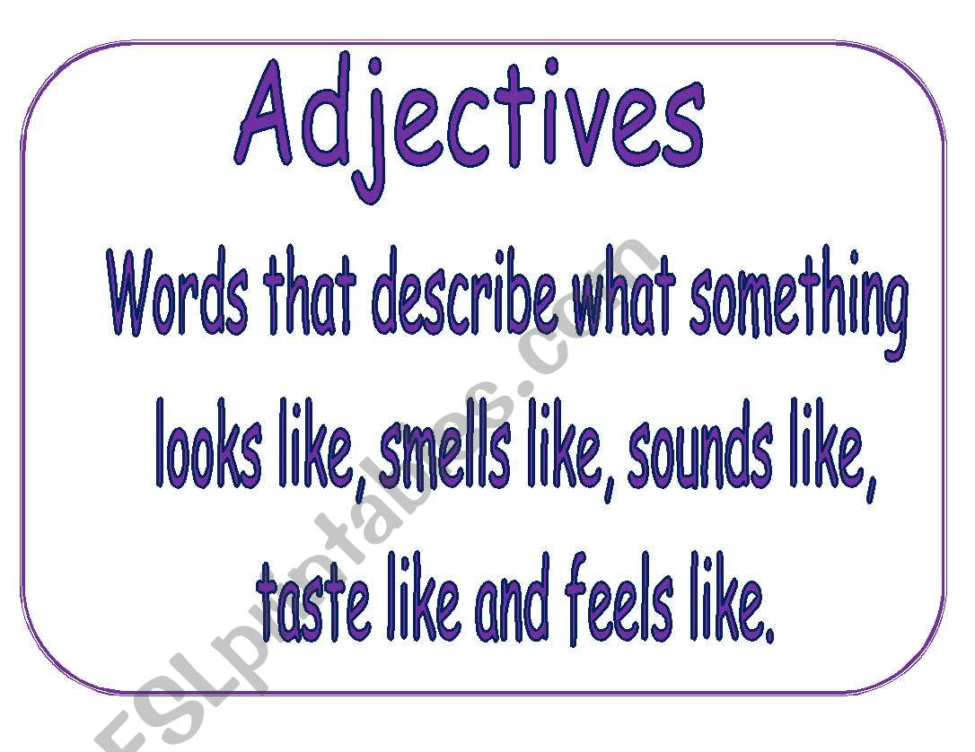 adjective teaching poster worksheet