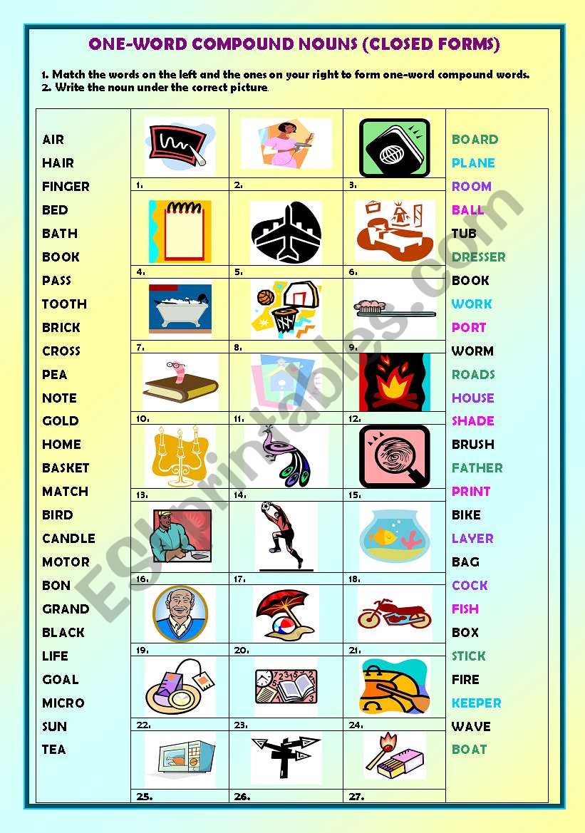 compound-nouns-one-word-compound-nouns-key-esl-worksheet-by