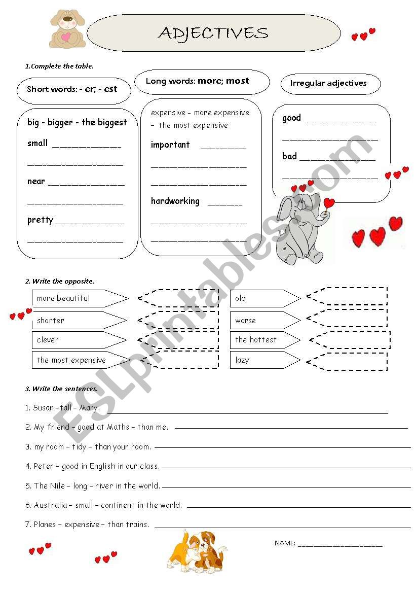 adjectives worksheet