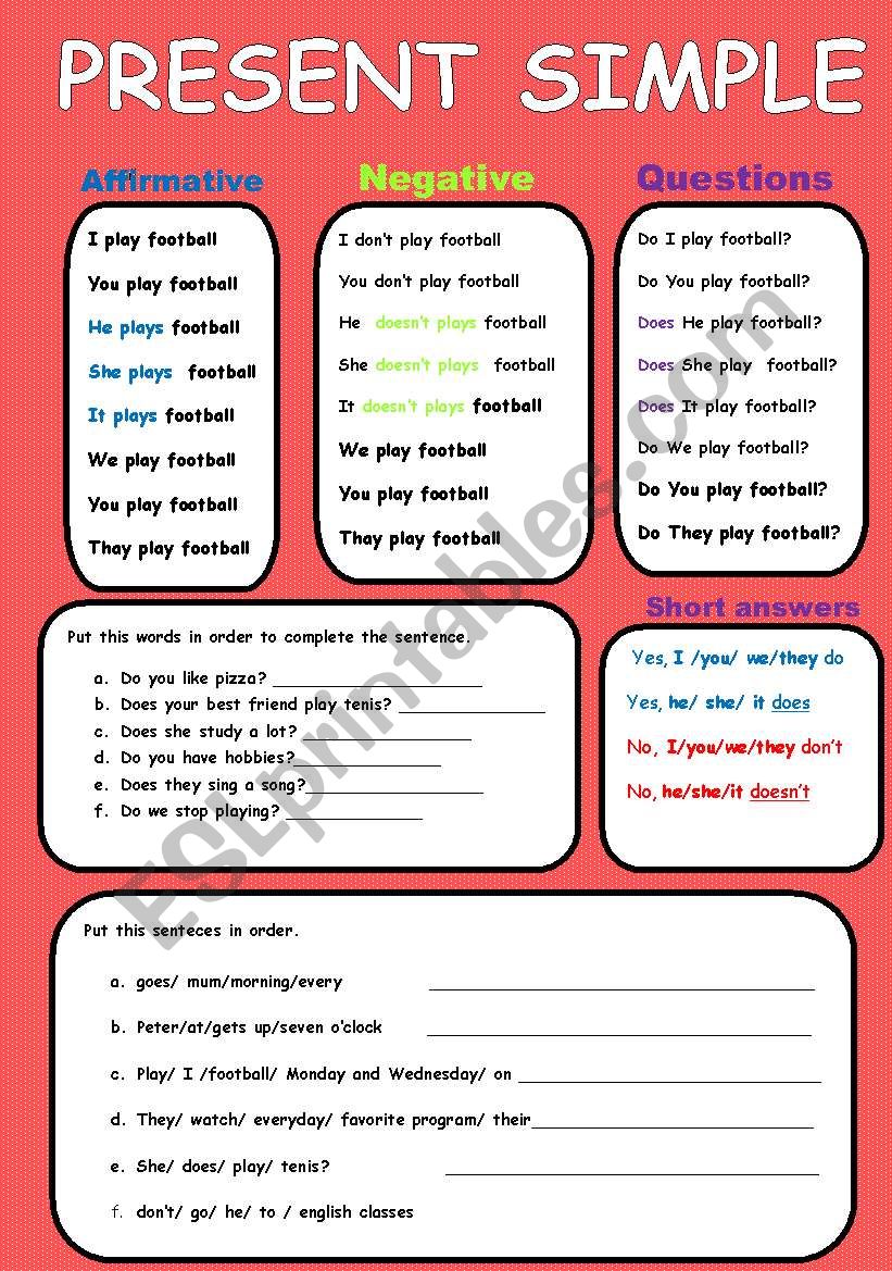 Present simple  worksheet