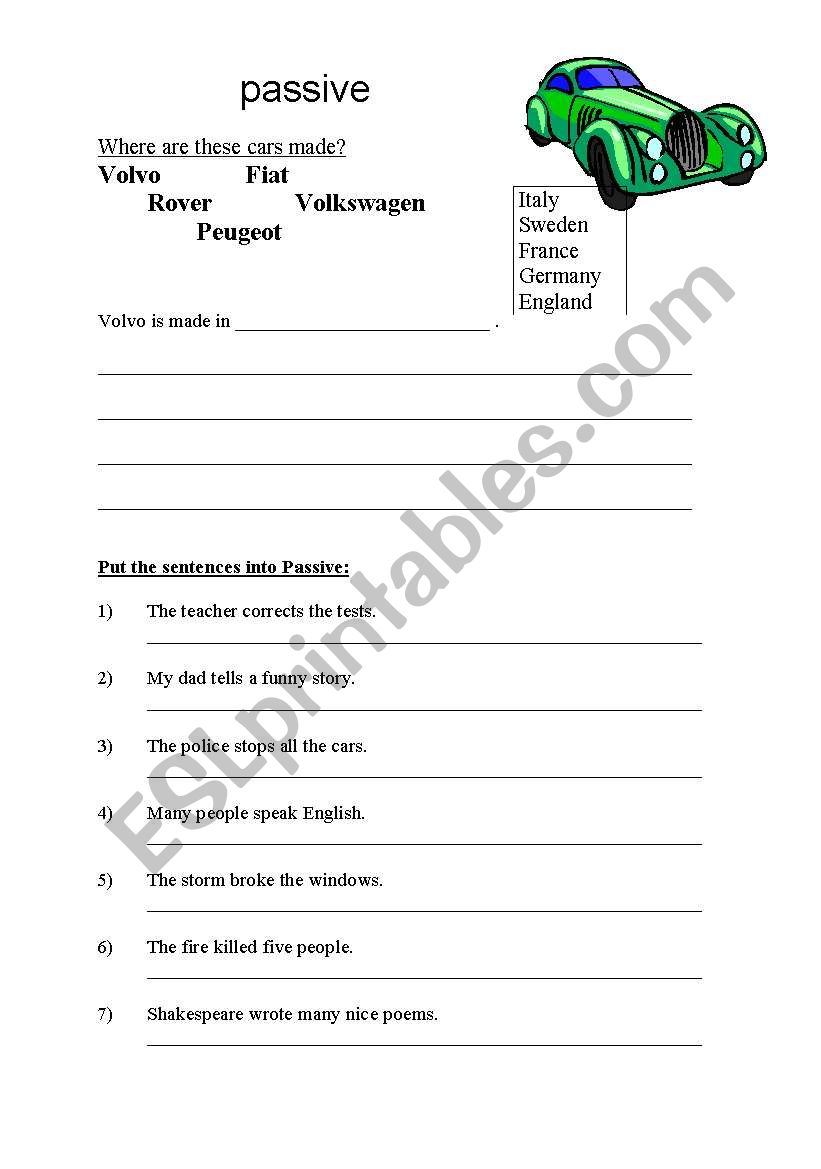 passive worksheet