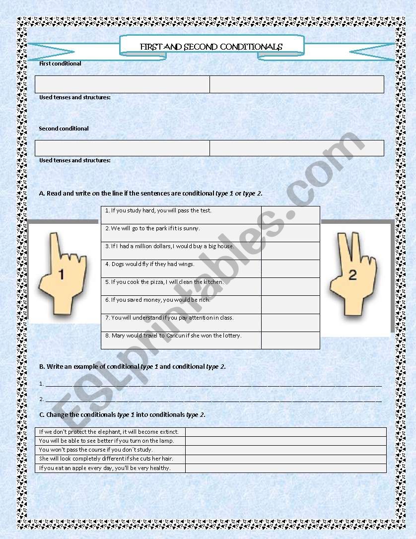 First and second conditional worksheet