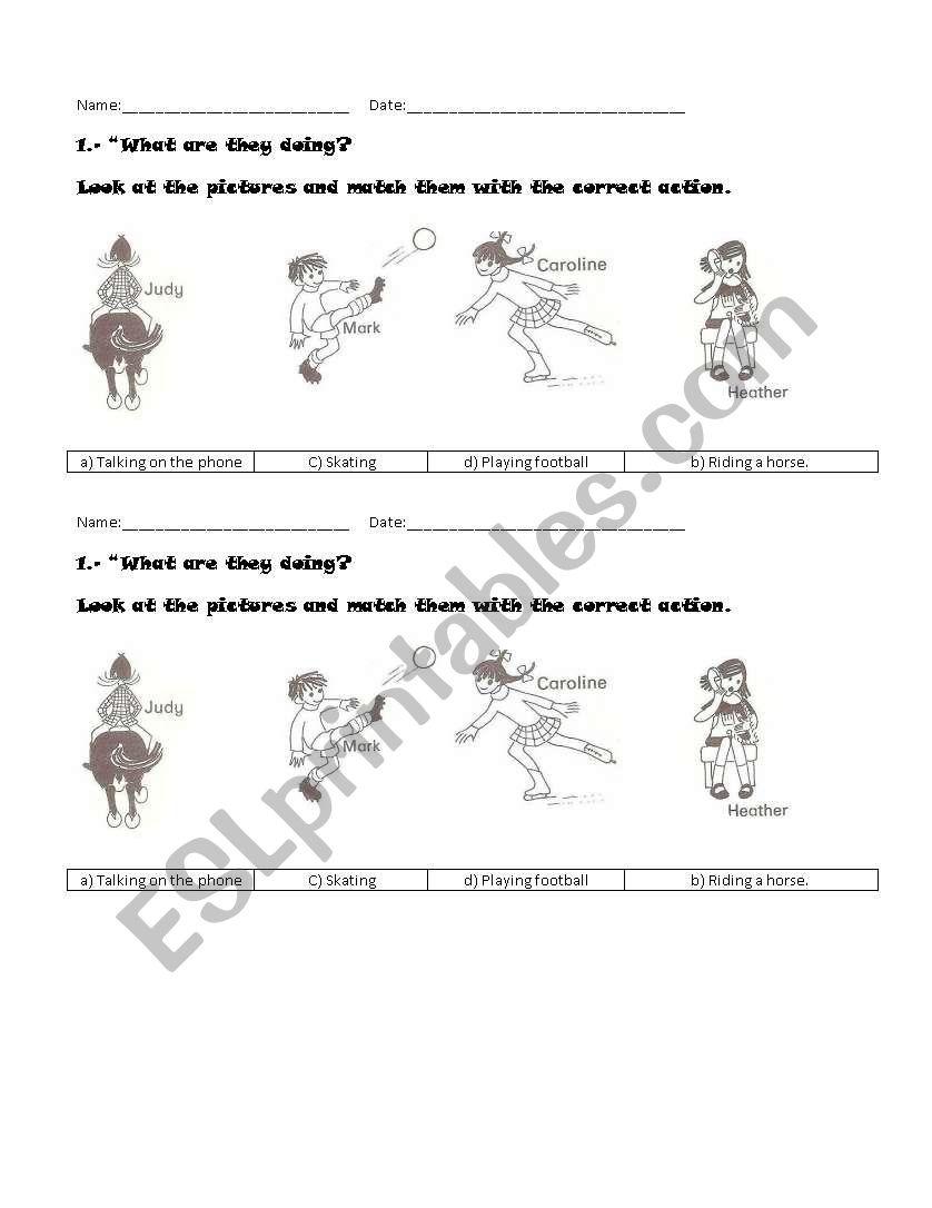 Action in progress worksheet