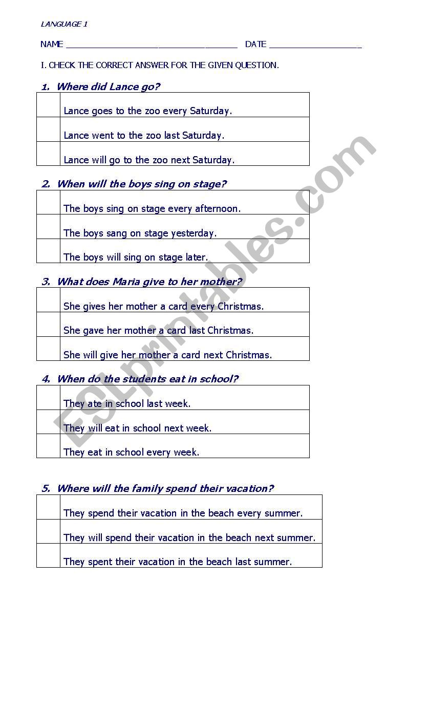 MIXED VERB TENSES W/ WH QUESTIONS