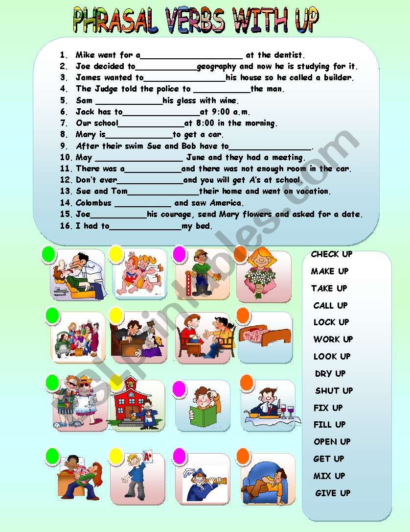 PHRASAL VERBS WITH UP worksheet