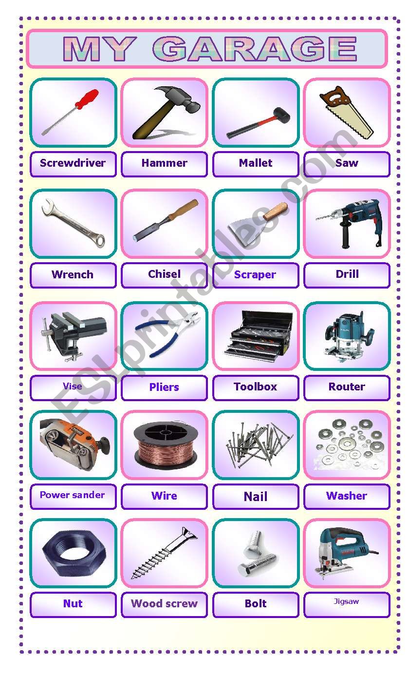 MY GARAGE worksheet