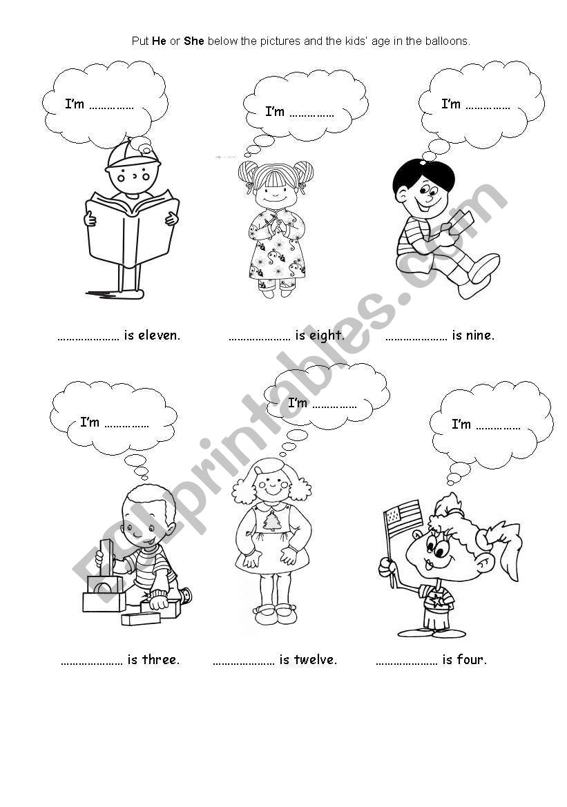 He She Numbers worksheet