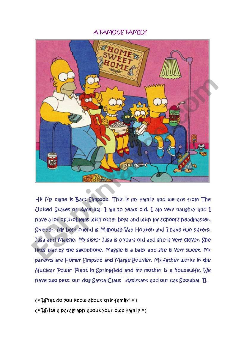 A famous family! worksheet