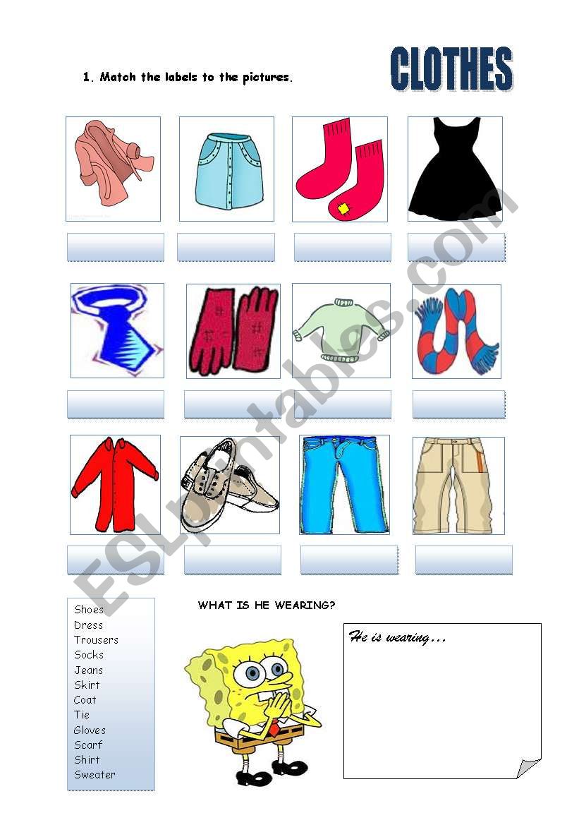 clothes worksheet