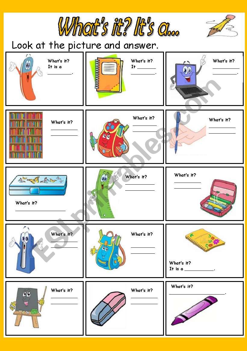 Whats it? - School objects worksheet