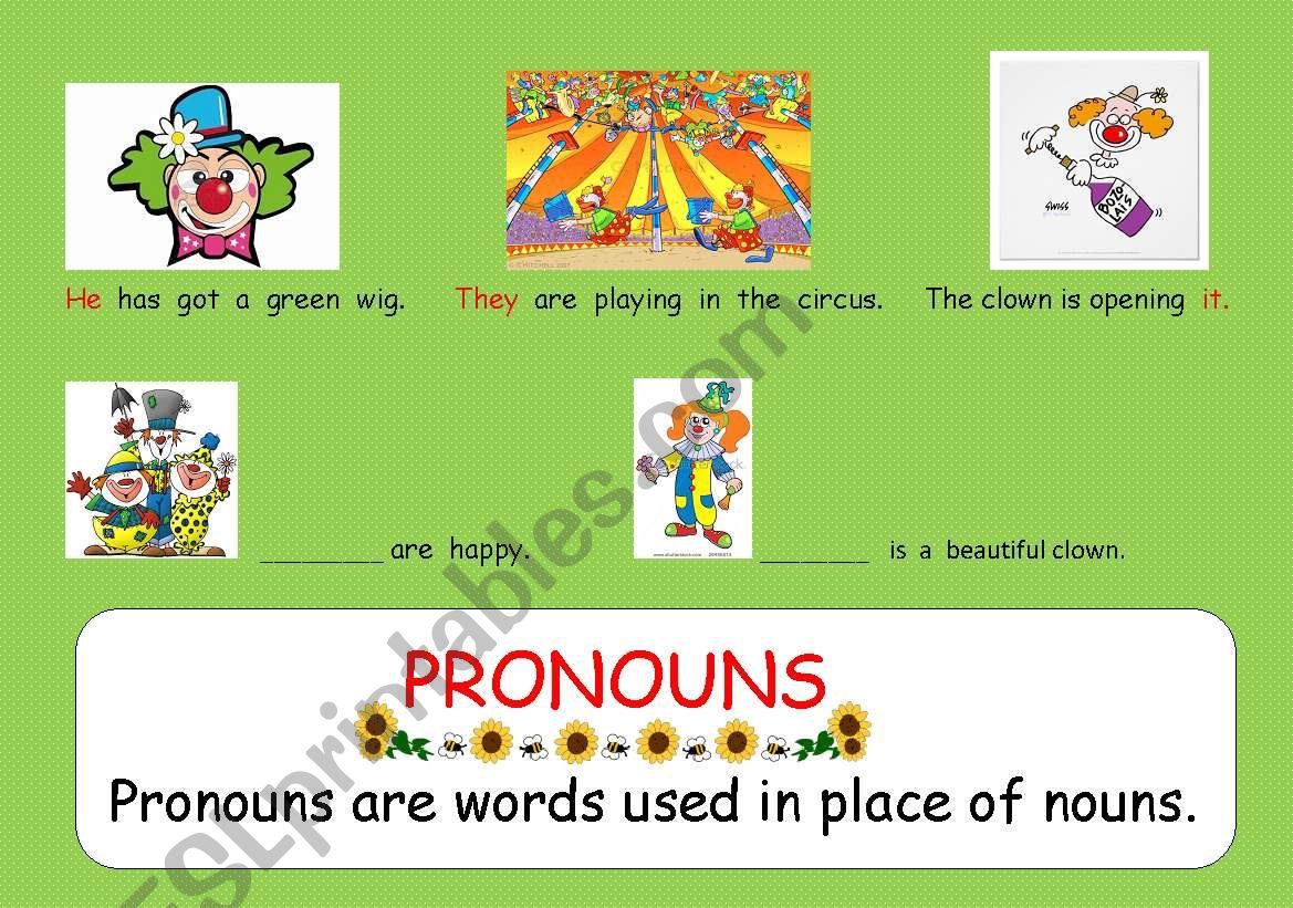 Pronouns worksheet