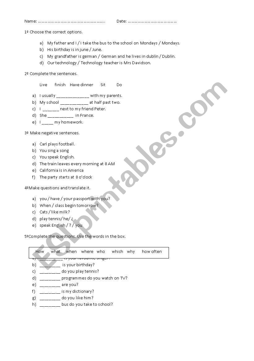 Present Simple worksheet