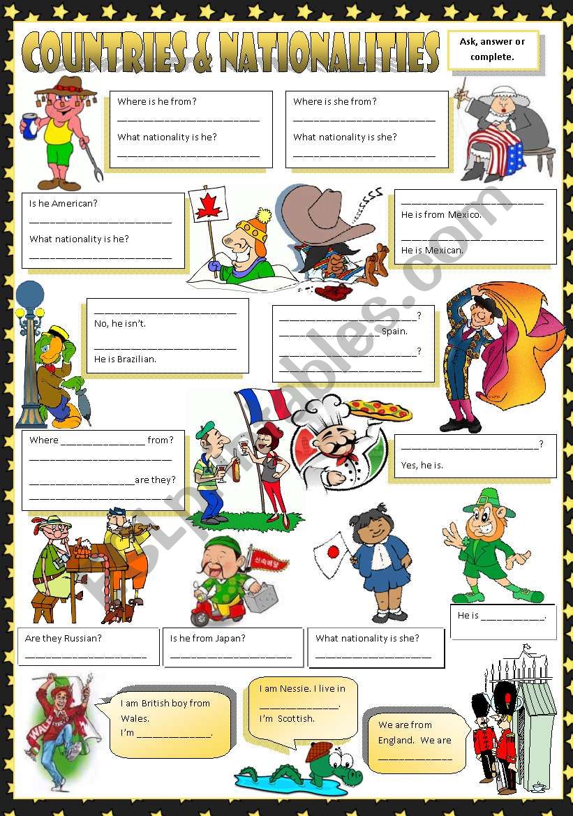 Countries and Nationalities worksheet