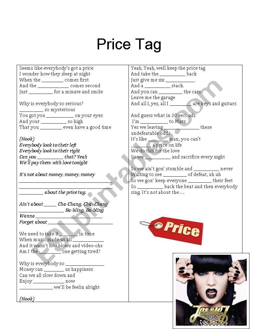 Price Tag worksheet