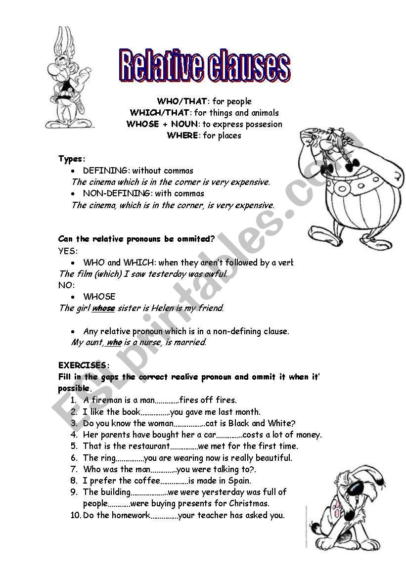 relative clauses worksheet