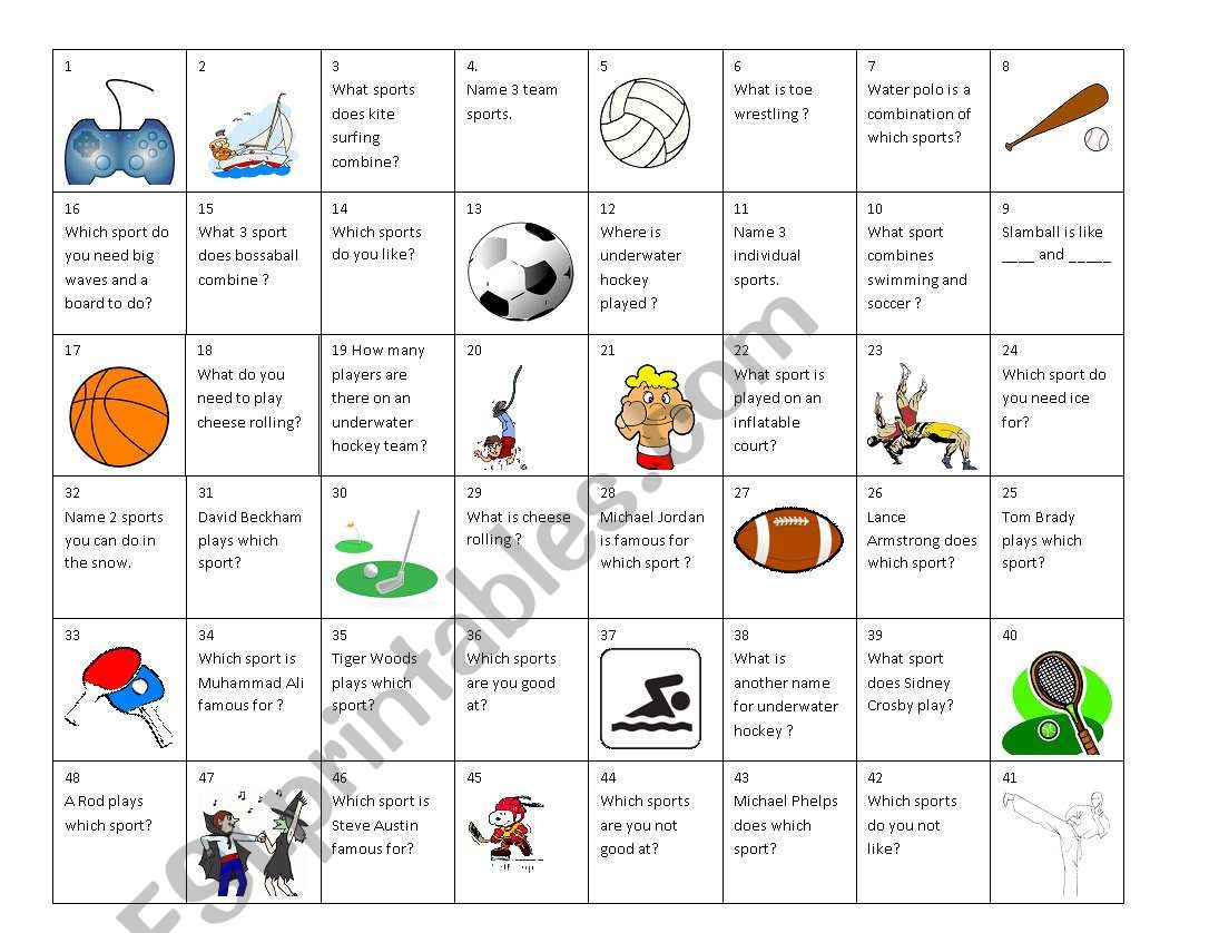 Sport worksheet