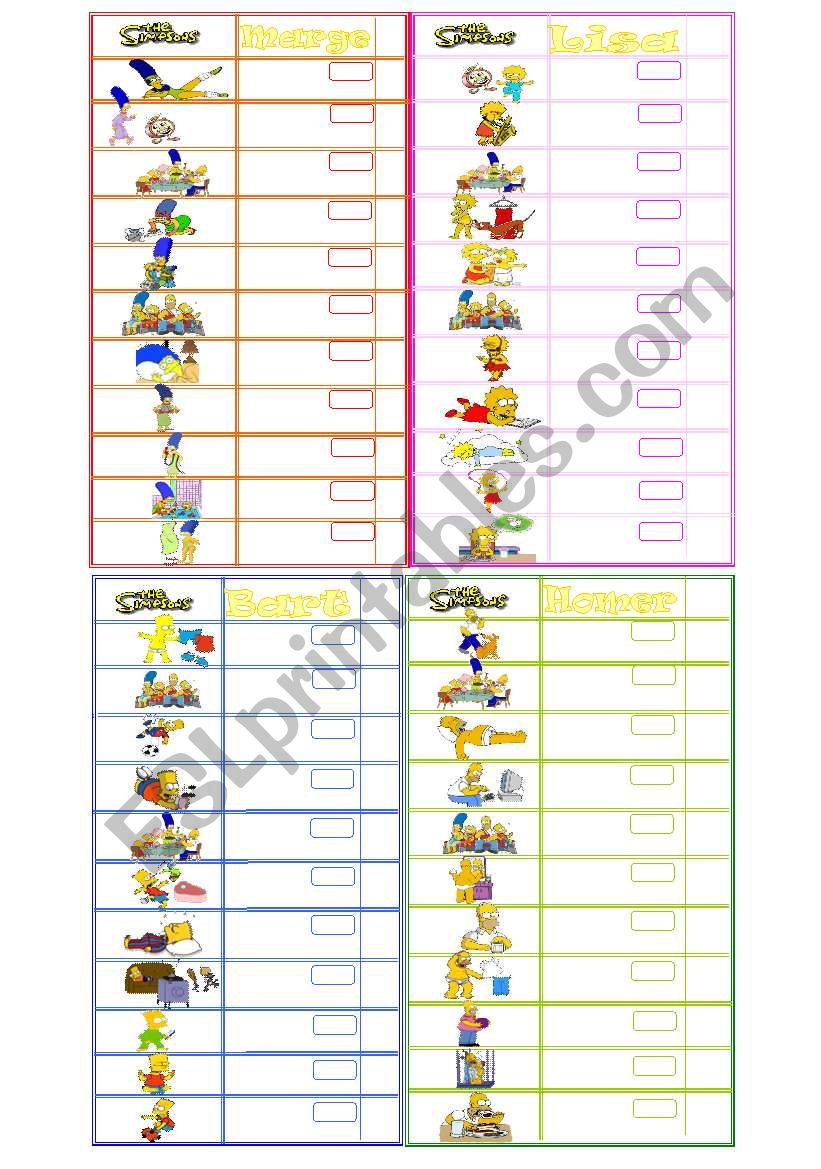 Simpsons boargame Past simple daily routine 2/2