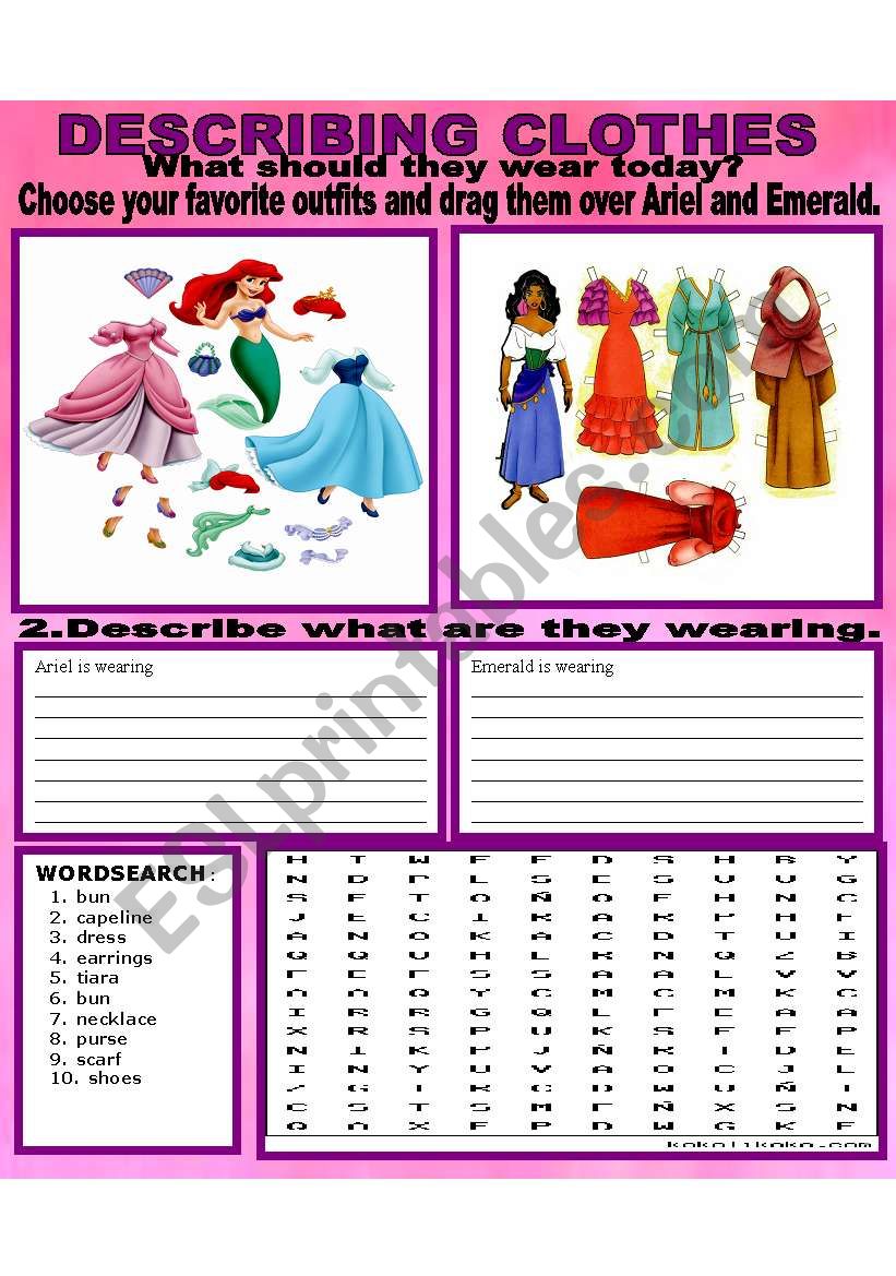 DESCRIBING CLOTHES worksheet