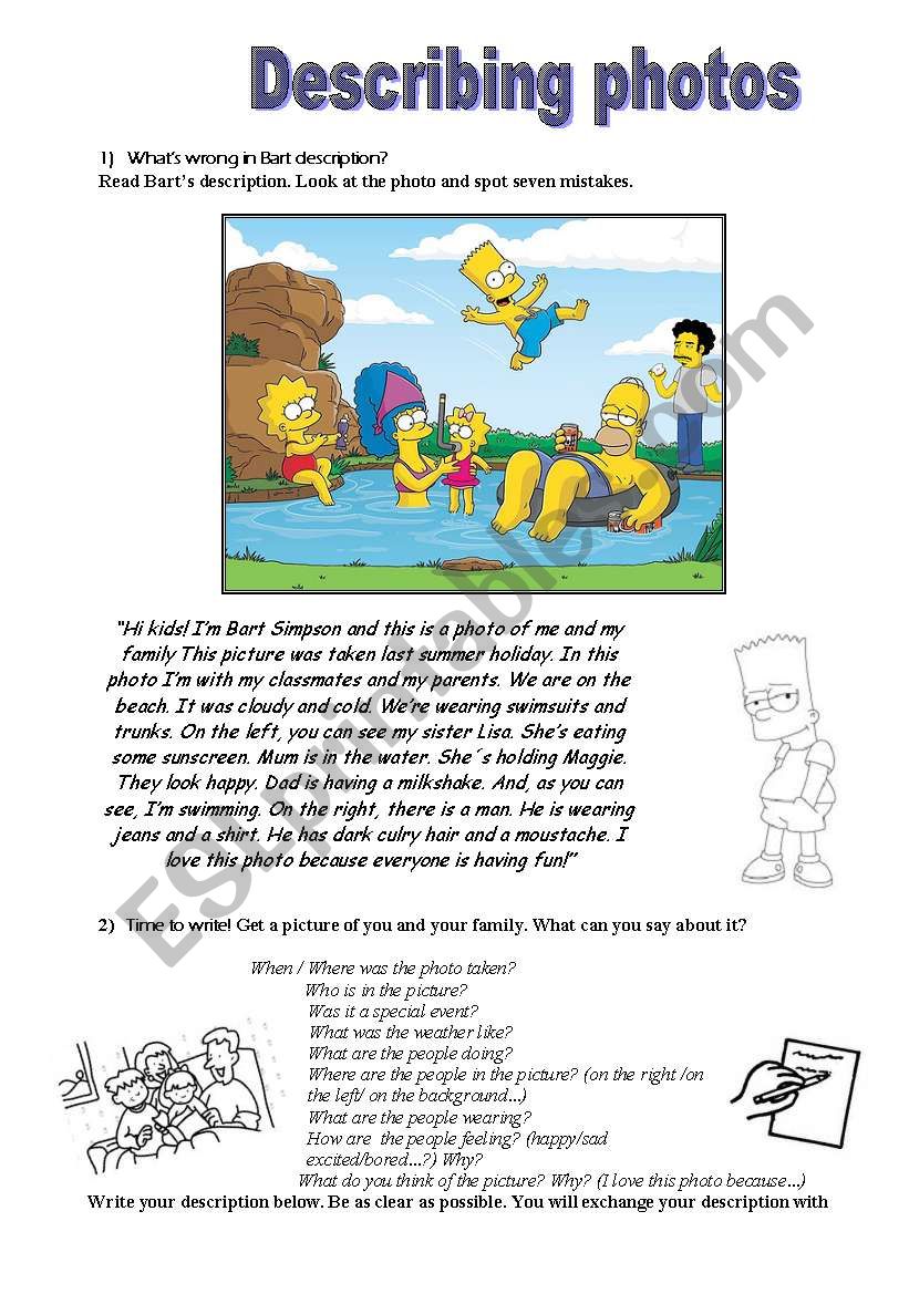 Describing photos worksheet