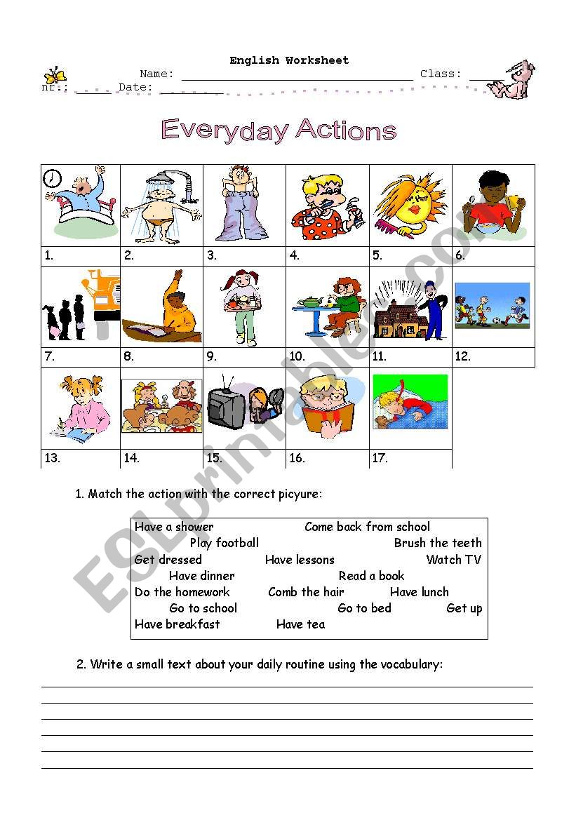 Everyday Actions worksheet