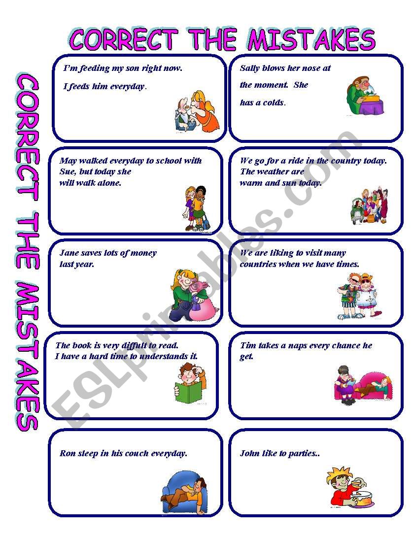 CORRECT THE MISTAKE ESL Worksheet By GIOVANNI