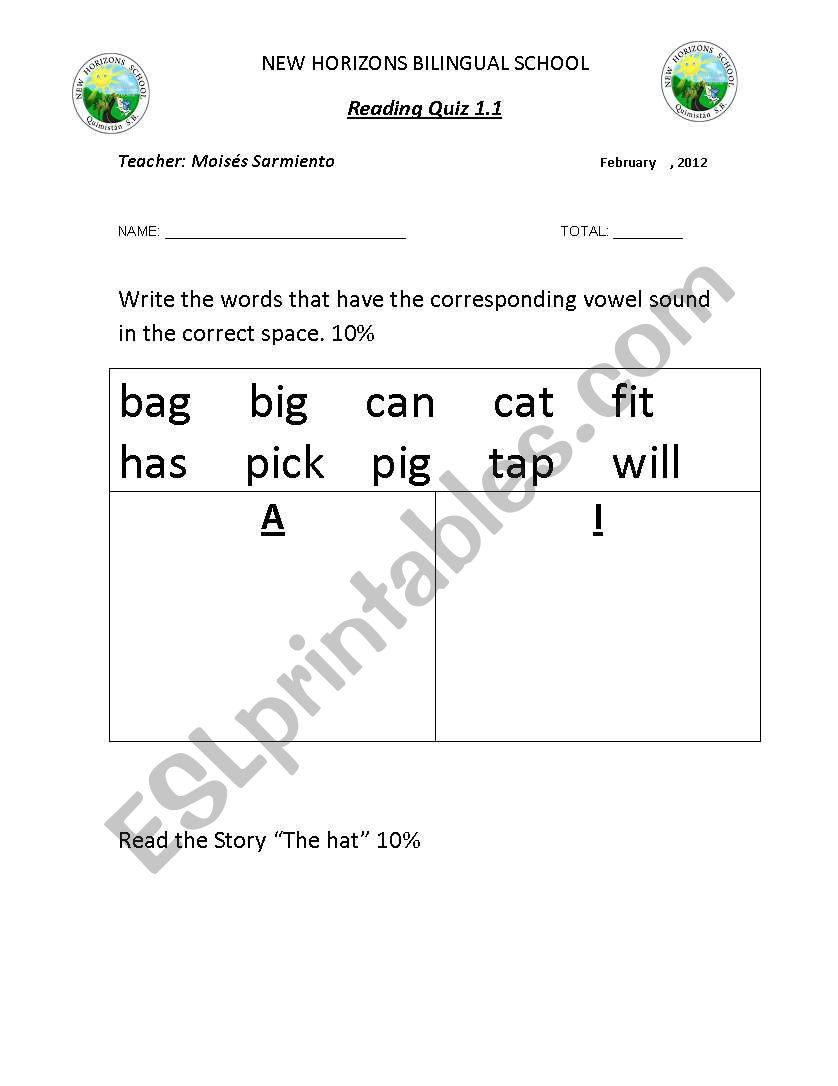 a and i vowels worksheet