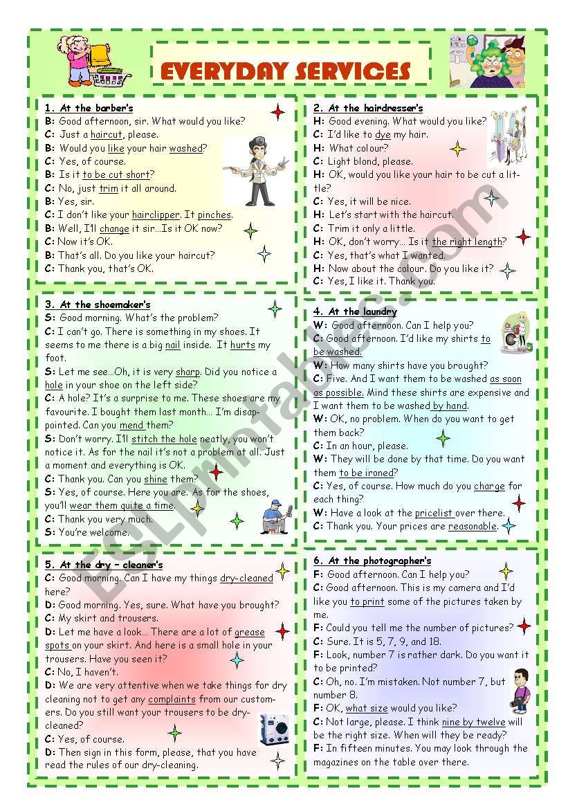 Everyday Services worksheet
