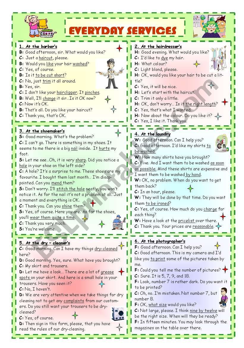 Everyday Services worksheet